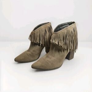 Kenneth Cole Reaction‎ Pull Ashore Fringe Boots Almond Suede Ankle Boots Sz 9 M